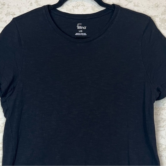 Felina Womens Black Top Basic Short Sleeve Modal Super Soft Old Money Capsule - Picture 2 of 14